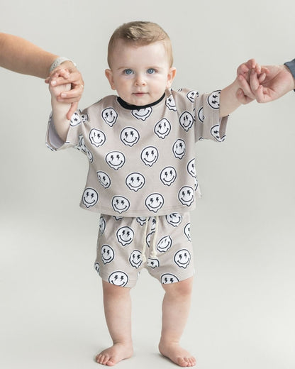 Electric Drippy Smiley Shorts Set