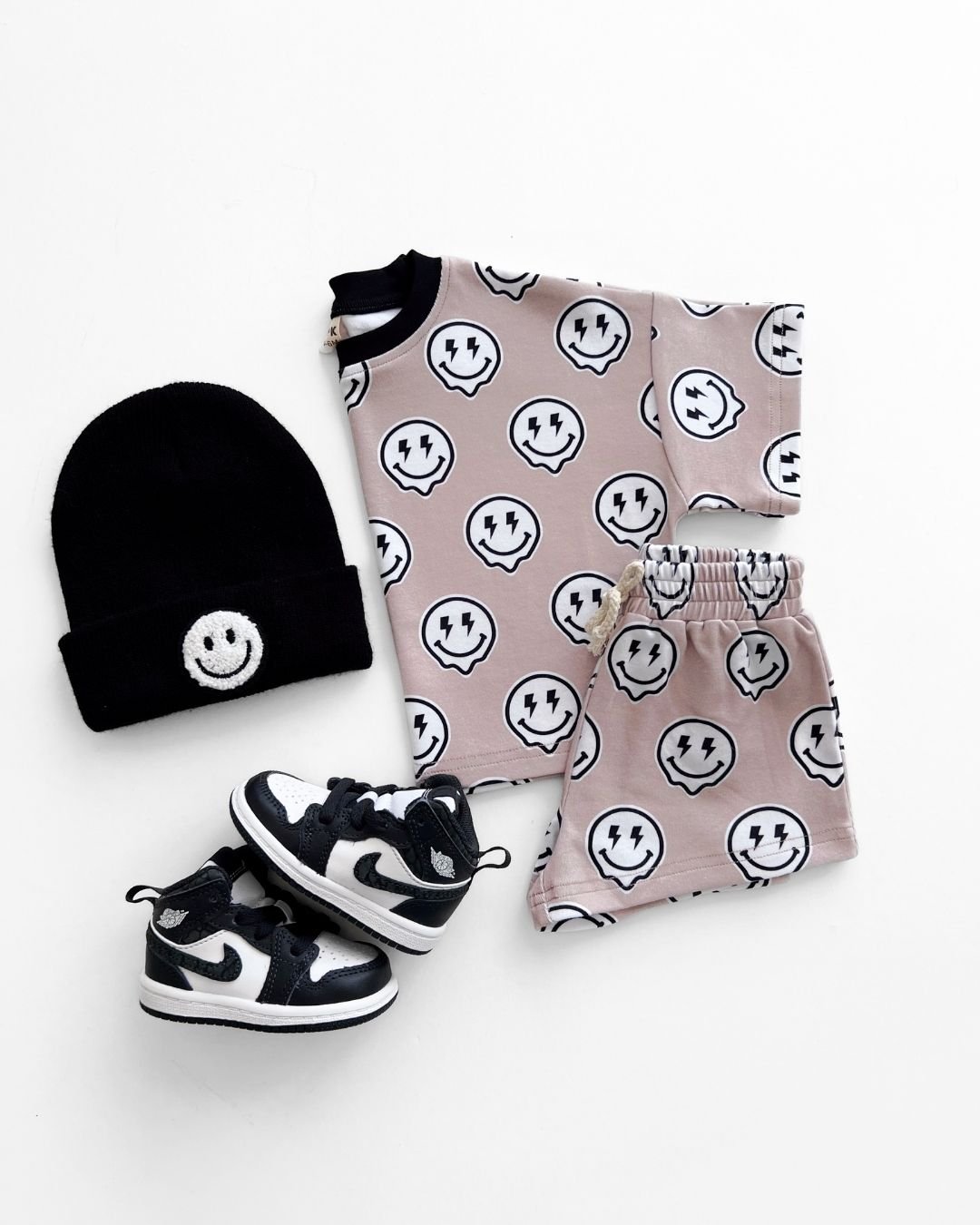 Electric Drippy Smiley Shorts Set