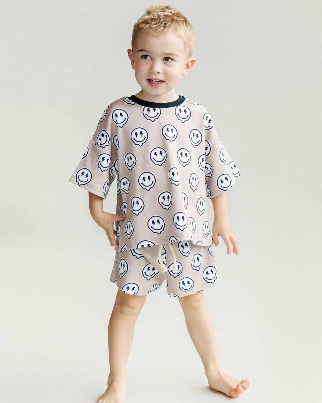 Electric Drippy Smiley Shorts Set