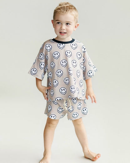 Electric Drippy Smiley Shorts Set