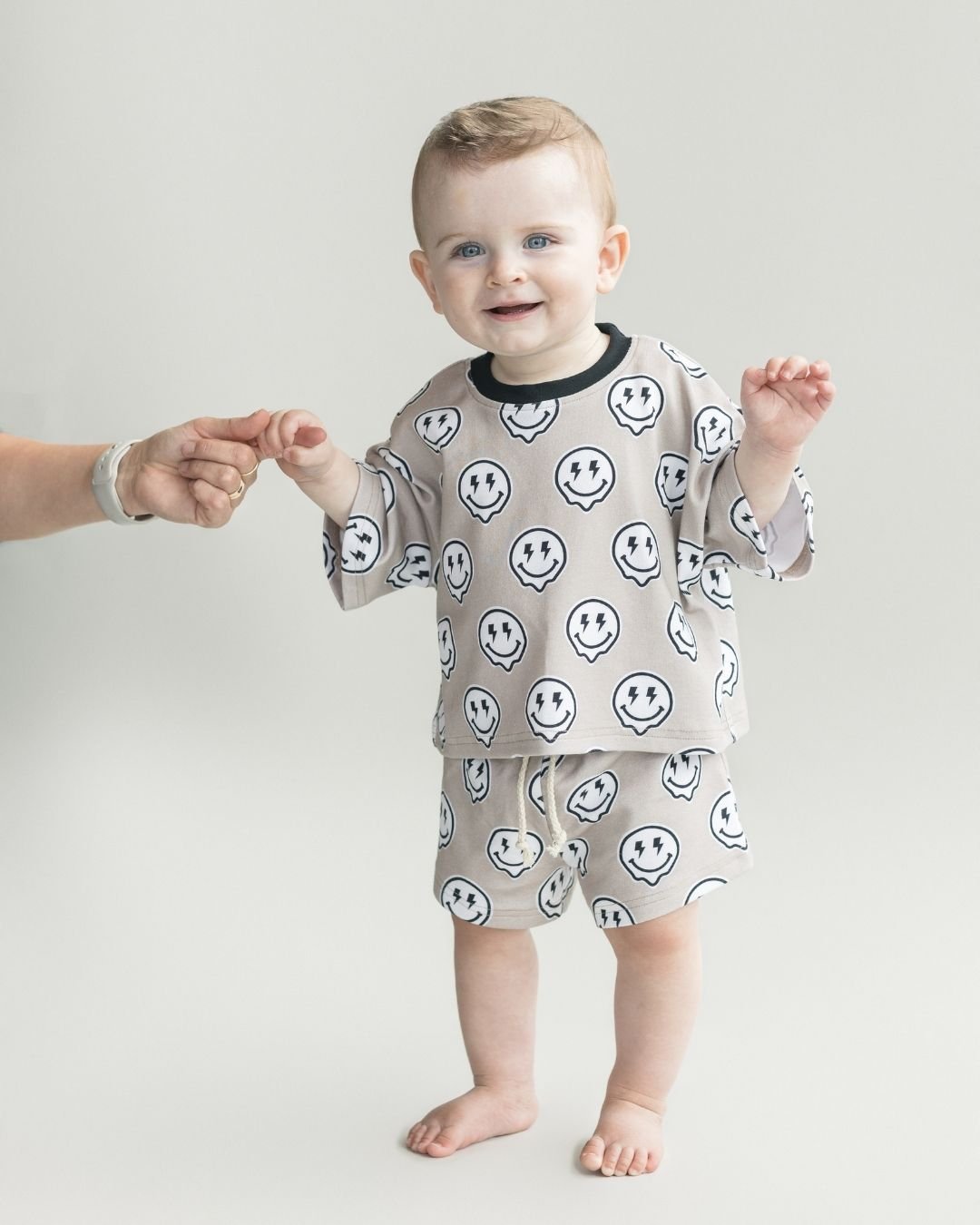 Electric Drippy Smiley Shorts Set