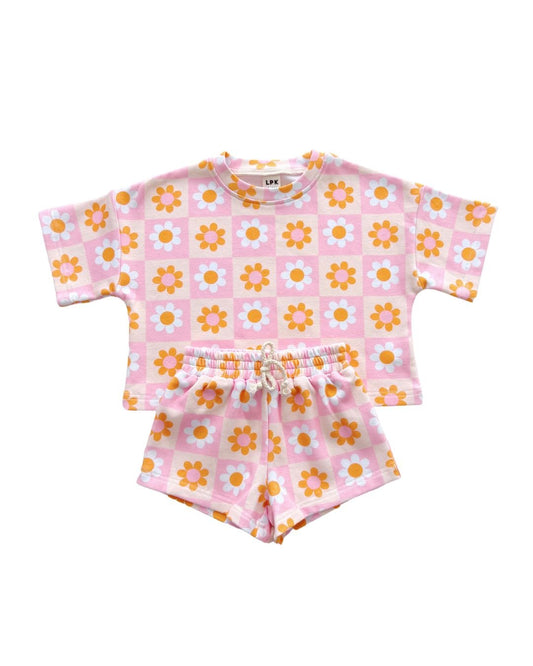 Girls Retro Daisy Shorts Set