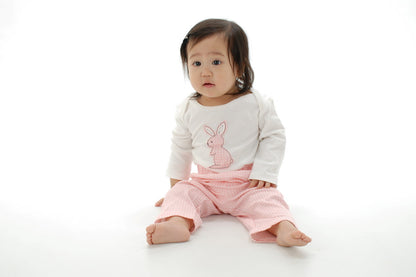 Organic Cotton Long Sleeve Onesie (Snow/Blush bunny)