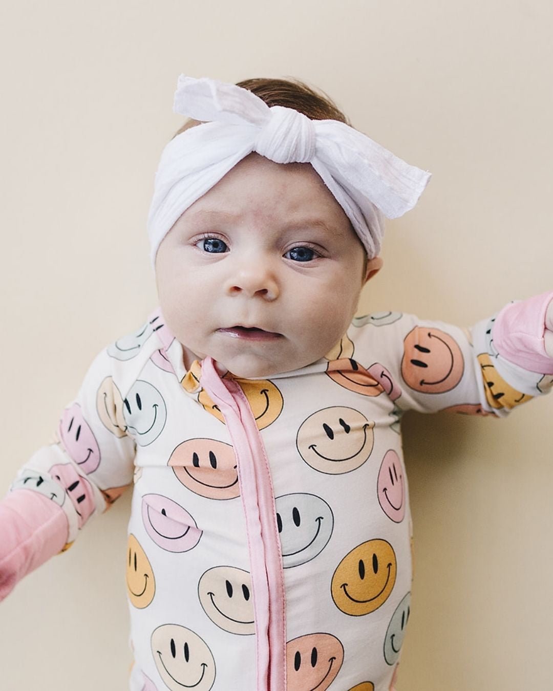 Smiley Bamboo Zip Romper | Pink