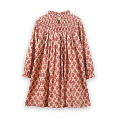 Girls' Smocked Long Sleeves Dress | Vintage Pink