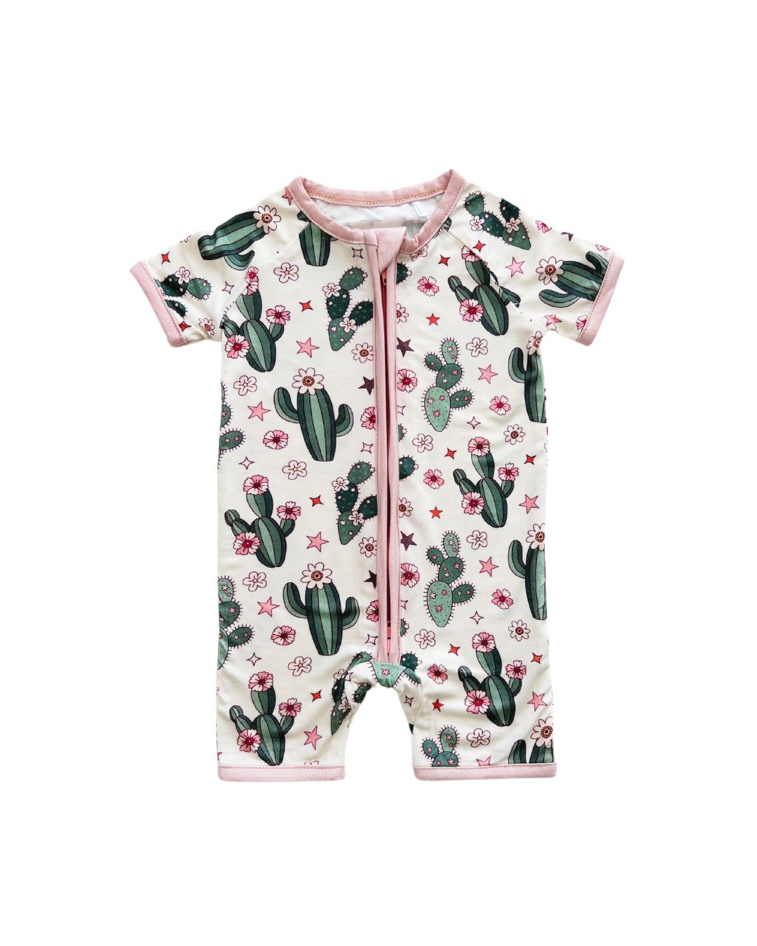 Baby Girl Cactus Flowers Bamboo Shorty Romper