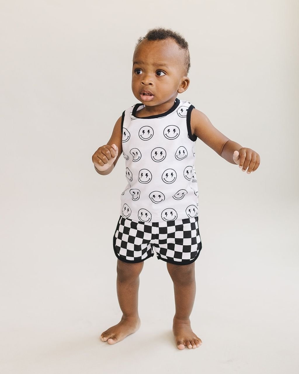 Tank & Shorts Set | Checkered Smiley