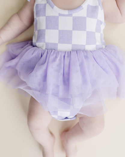 Tutu Romper | Checkered Lavender