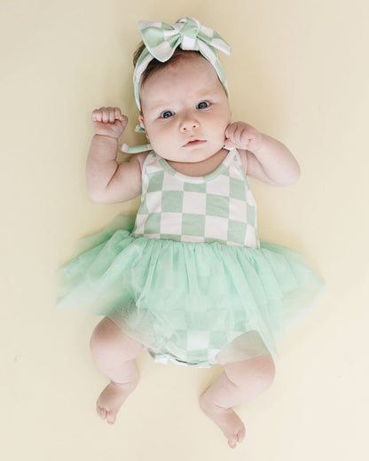 Tutu Romper | Checkered Mint