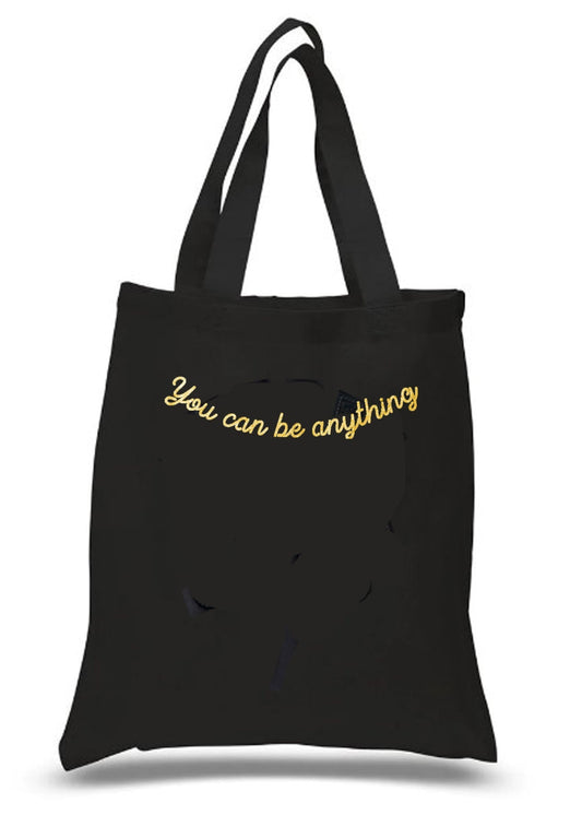 "You can be anything" Black Beach Tote Bag - Blissfully Lavender BoutiqueStella Cove