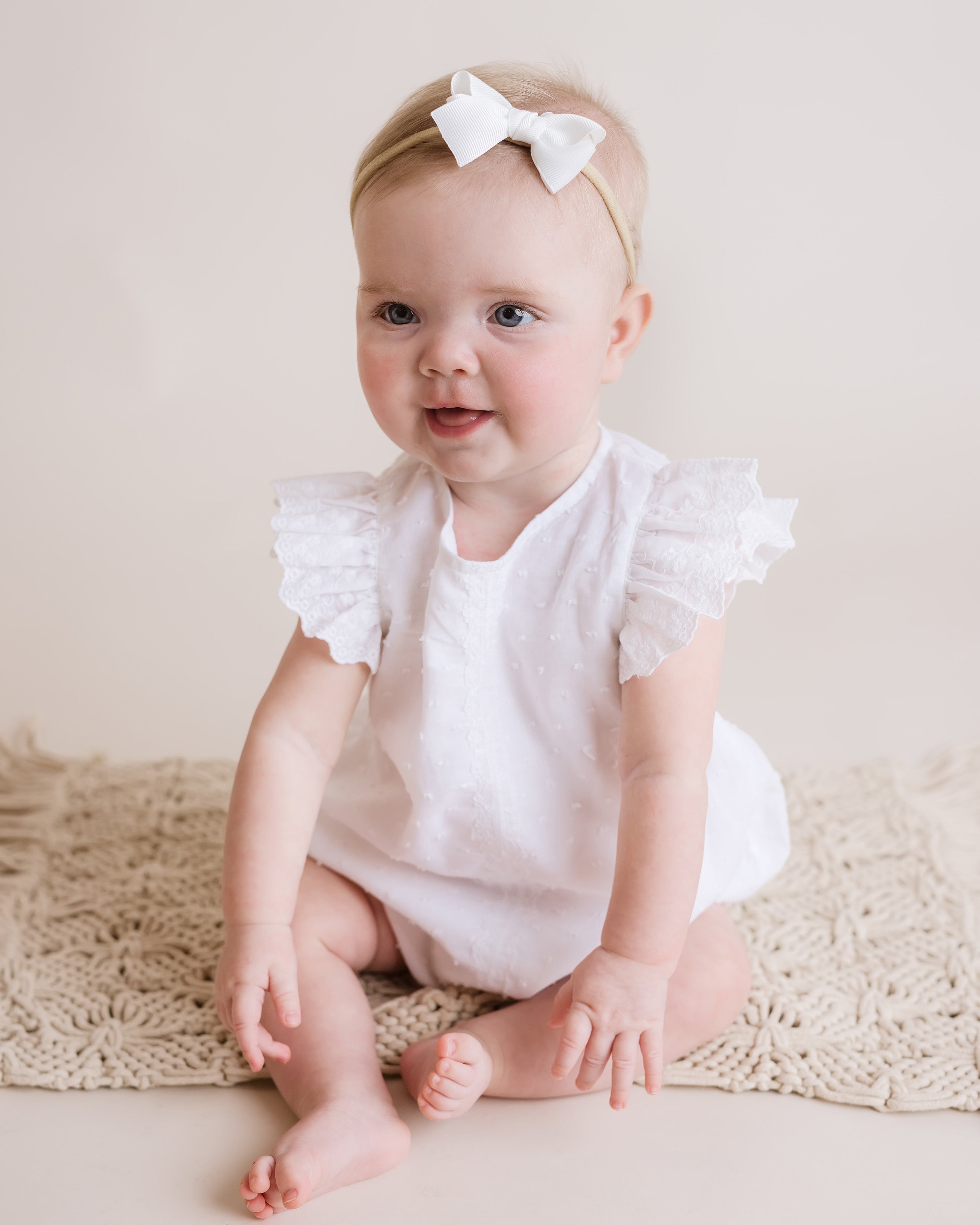 Baby girl white bubble romper sale