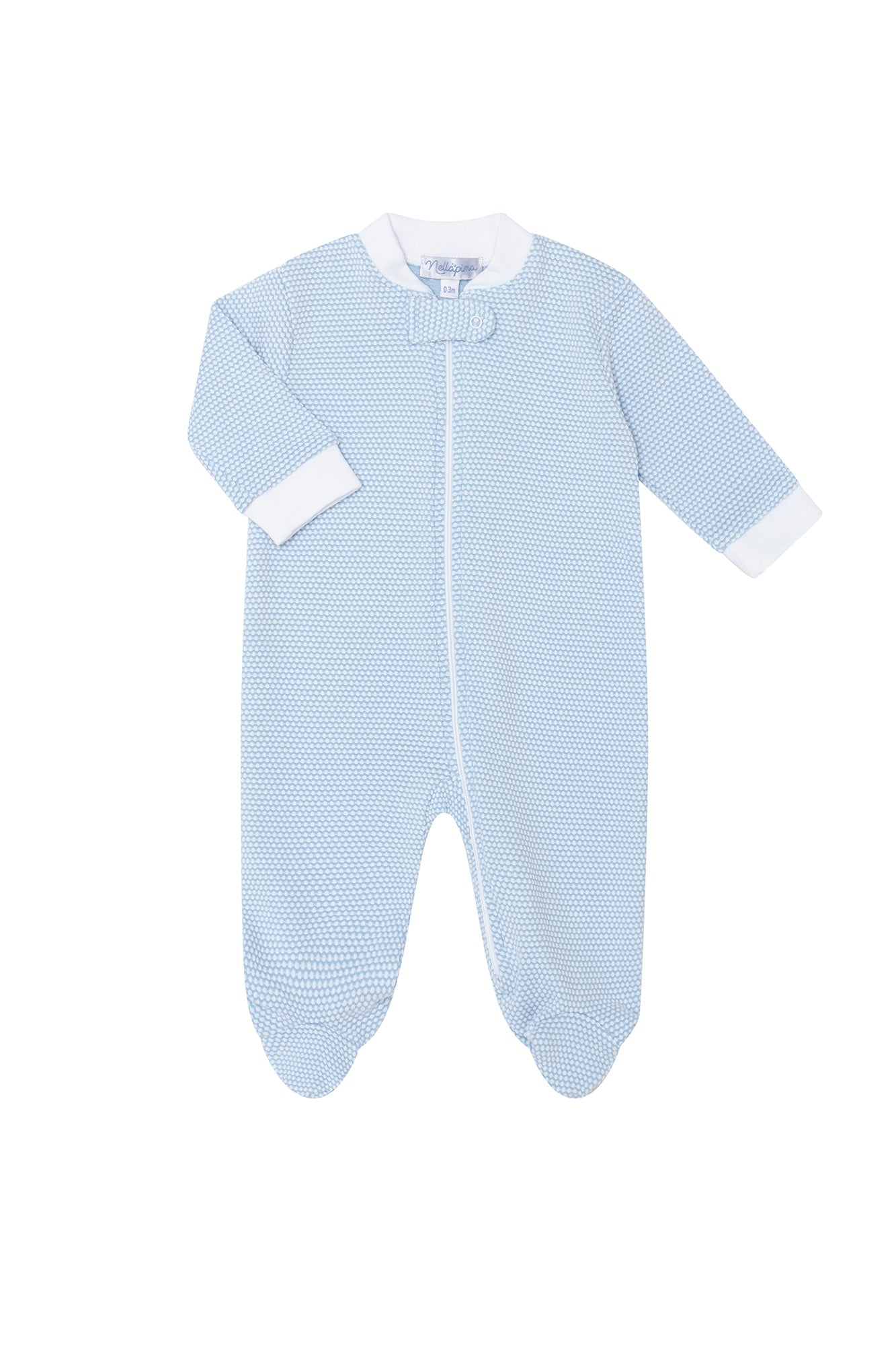 Blue Bubble Pima Cotton Zipper Baby Footie