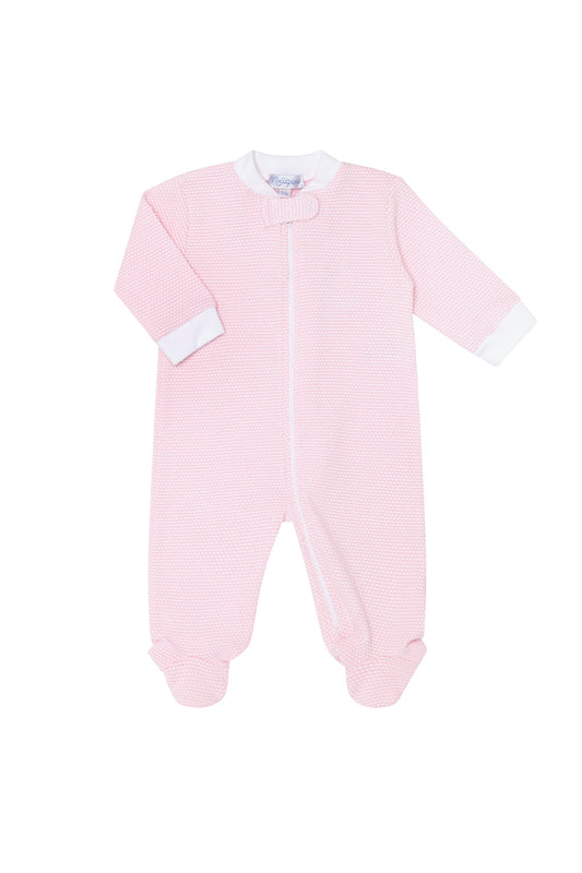 Pink Bubble Pima Cotton Zipper Baby Footie