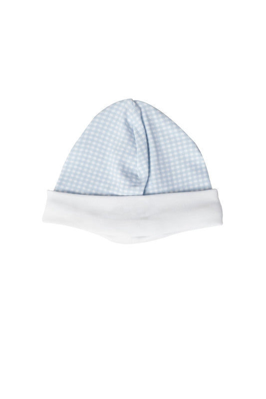 Blue Gingham Pima Cotton Baby Hat