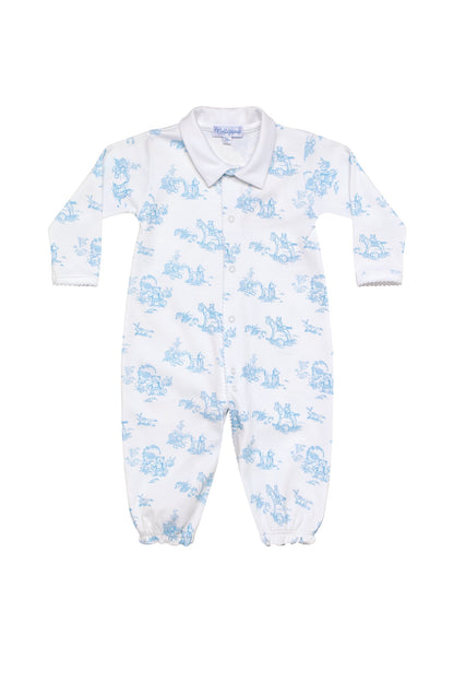 Blue Toile Pima Cotton Baby Converter Gown