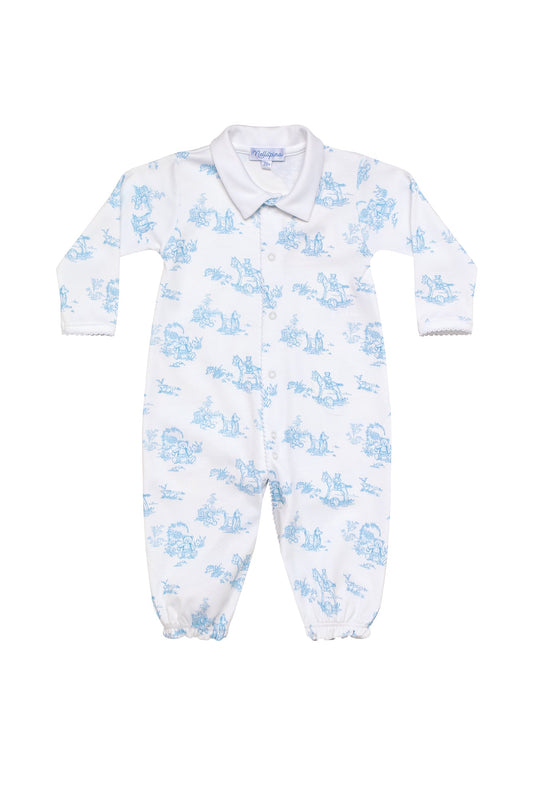 Blue Toile Pima Cotton Baby Converter Gown
