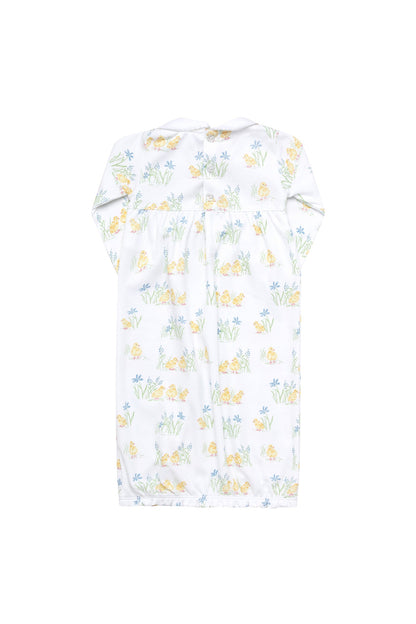 Chicks Print Pima Cotton Smocked Baby Gown 