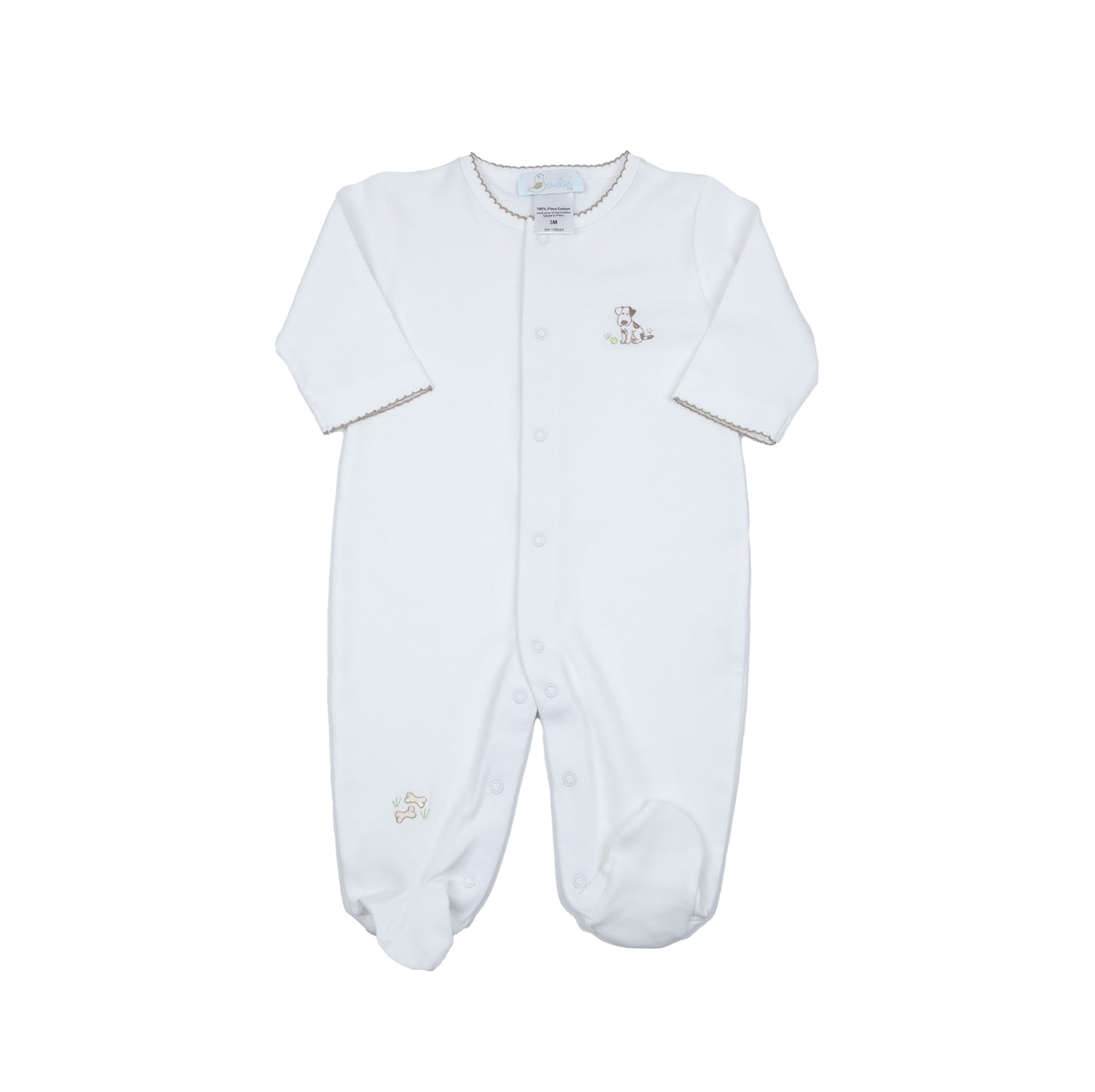 Baby Boy Puppy White Pima Cotton Footie