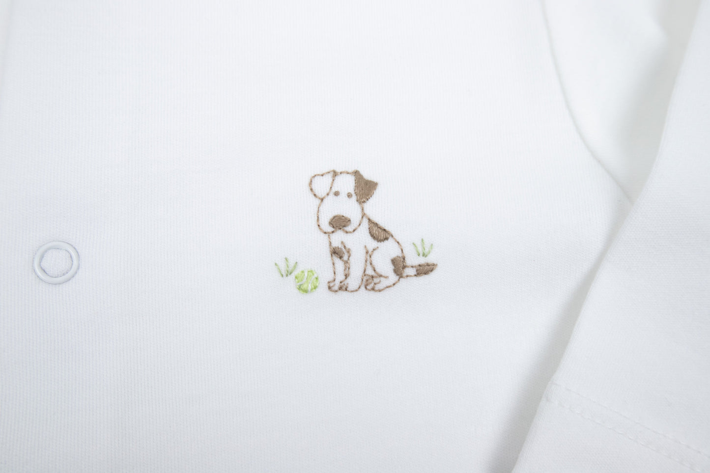 Baby Boy Puppy White Pima Cotton Footie