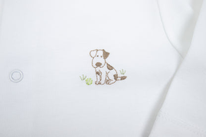 Baby Boy Puppy White Pima Cotton Footie