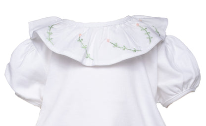 Baby Girl Embroidered Pima Cotton Collar Onesie