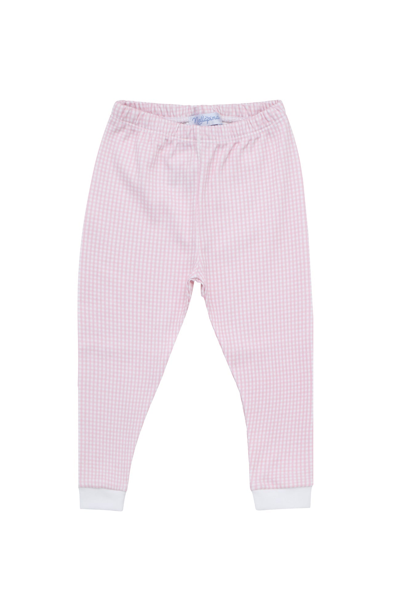 Girls Pink Gingham Pima Cotton Pajama Set