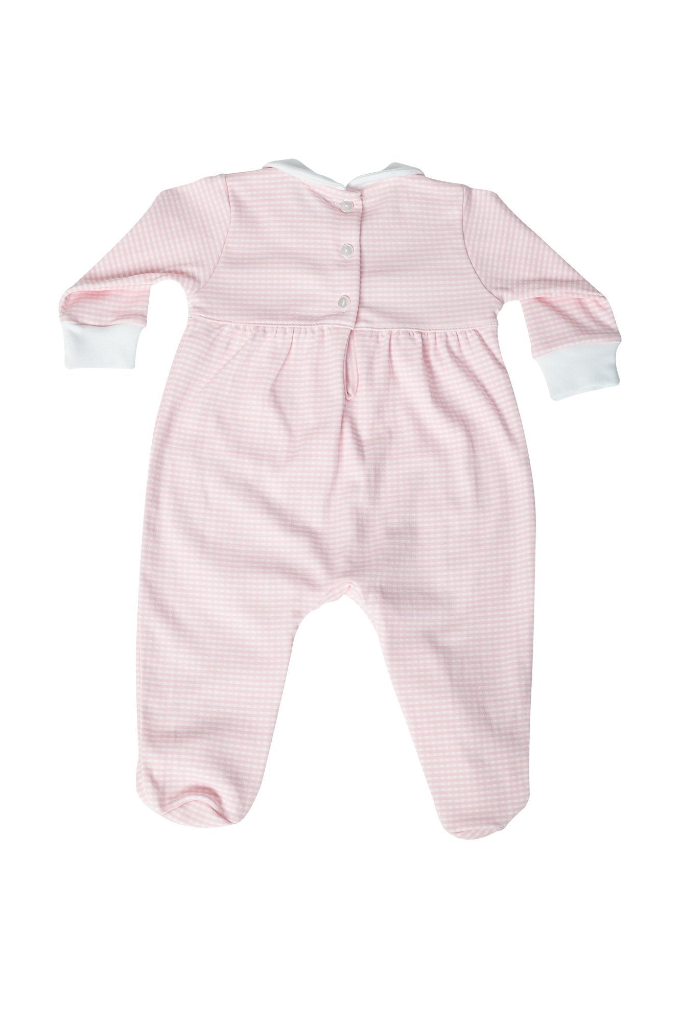 Baby Girl Pink Gingham Pima Cotton Smocked Footie