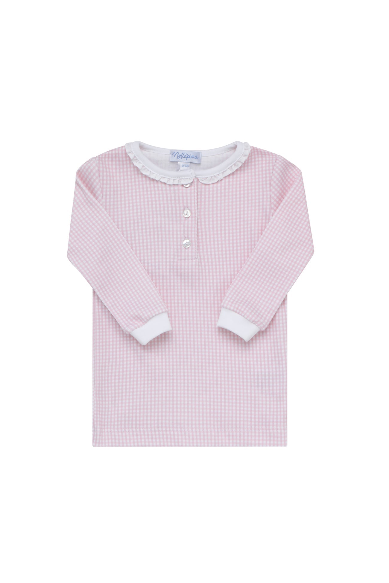 Girls Pink Gingham Pima Cotton Pajama Set