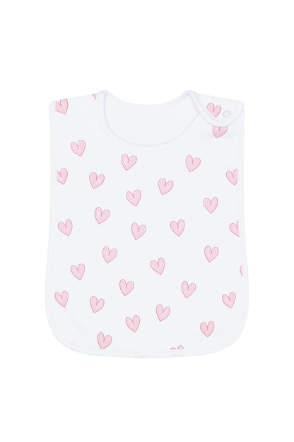 Pink Heart Print Baby Feeding Bib