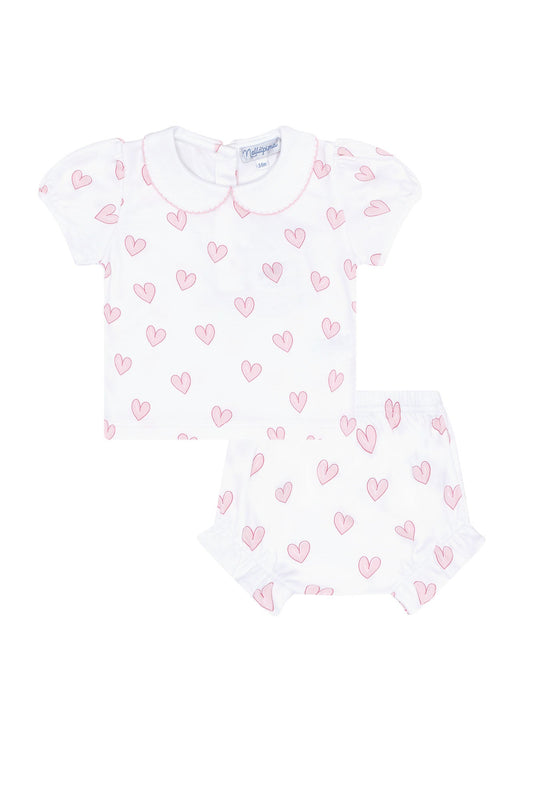 Baby Girl Pink Heart Print Diaper Cover Set