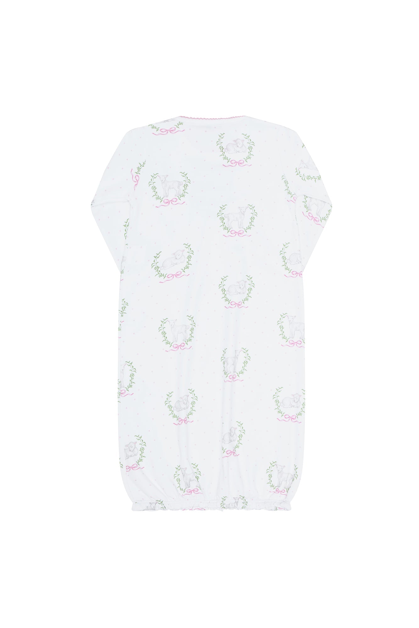 Baby Girl Pink Lamb Print Pima Cotton Gown