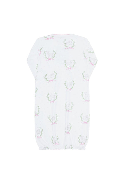 Baby Girl Pink Lamb Print Pima Cotton Gown