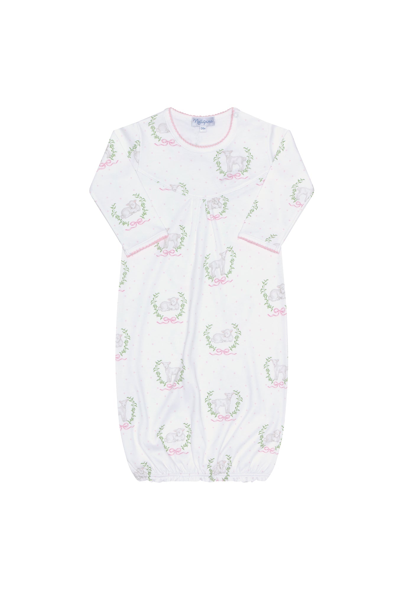 Baby Girl Pink Lamb Print Pima Cotton Gown