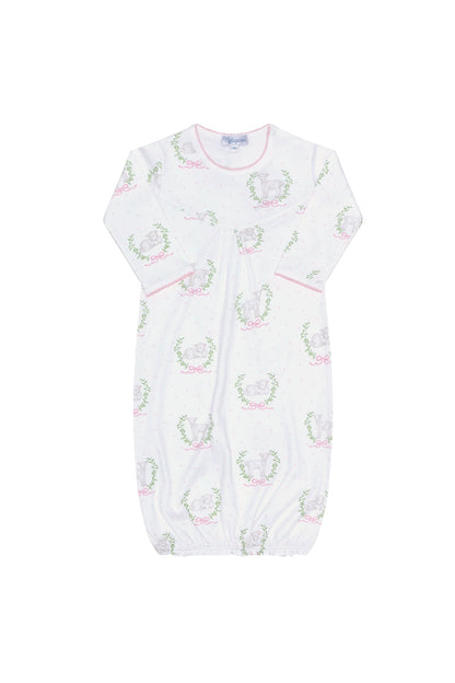 Baby Girl Pink Lamb Print Pima Cotton Gown