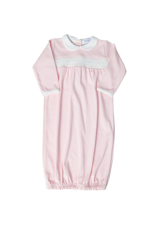 Pink Gingham Pima Cotton Baby Girl Gown