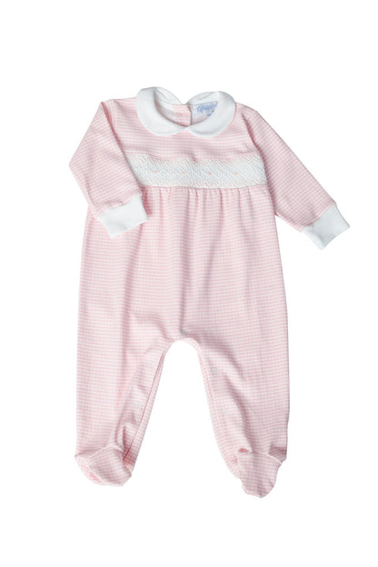 Baby Girl Pink Gingham Pima Cotton Smocked Footie