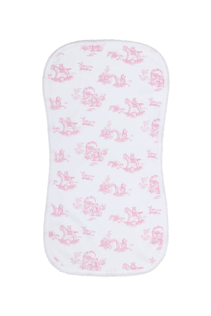 Pink Toile Pima Cotton Burp Cloth