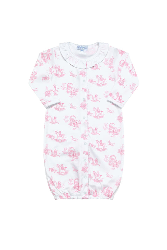 Pink Toile PIma Cotton Baby Converter Gown