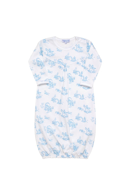 Blue Toile Peruvian Pima Cotton Baby Gown