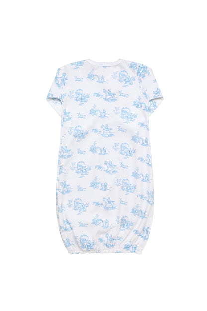 Blue Toile Peruvian Pima Cotton Baby Gown