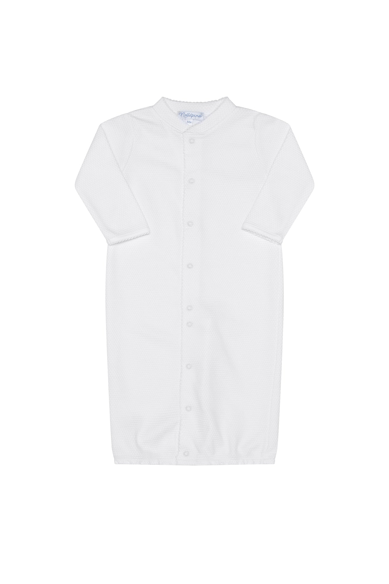 White Bubble Pima Cotton Baby Converter Gown