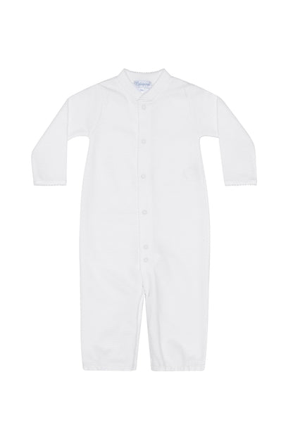 White Bubble Pima Cotton Baby Converter Gown