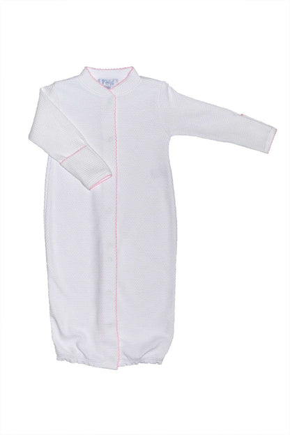 White Bubble Pima Cotton Baby Converter Gown